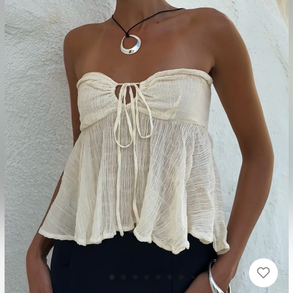 Princess Polly Long Summer Nights Top Ivory Low Impact size 6